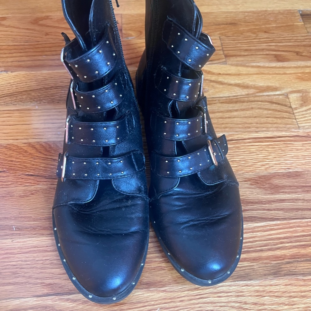 Bar III Black Combat Moto Boots with Adjustable Straps